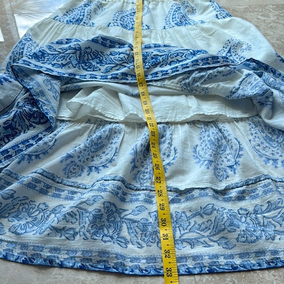 Lucky Brand Midi , long summer Blue and White Paisley Skirt, Size S, 100%Cotton - Picture 14 of 14